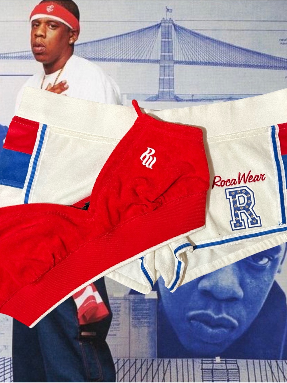 Rocawear Women’s Red & White Boxer Briefs with Blue Trim